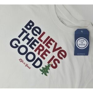 NEW Life is Good Mens XXL Long Sleeve Crusher Tee  White "Believe There is Good"
